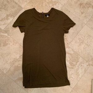 Olive Green Short Sleeve T-Shirt Dress